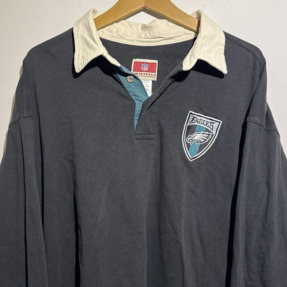 VTG Philadelphia Eagles NFL Originals Rugby Long‎ Sleeve Shirt 2003 Sz Large Y2K